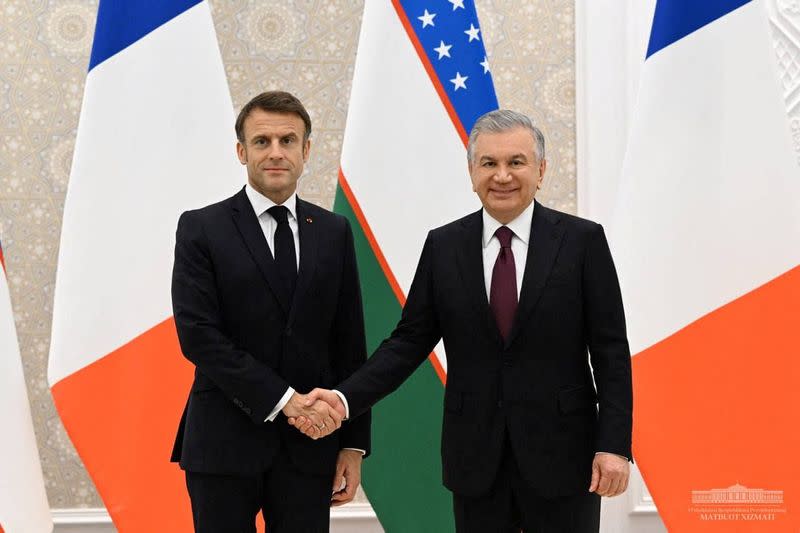 French President Emmanuel Macron visits Uzbekistan
