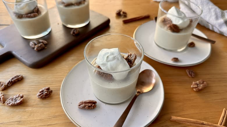 Vanilla chai spice pudding with maple pecans