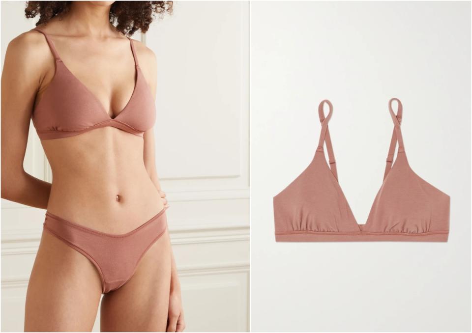 SKIMS Cotton Collection 2.0 cotton-blend jersey bralette - Rose Clay