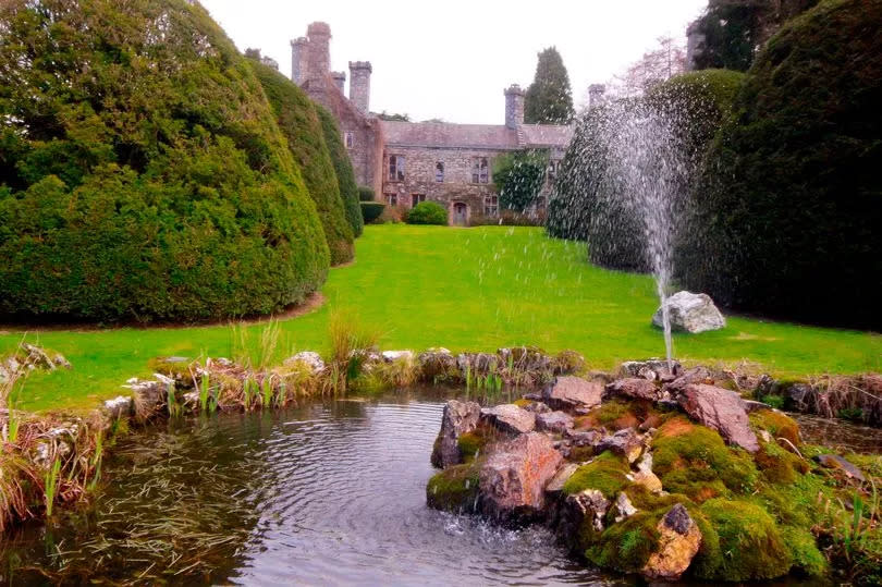 The old fountain at Gwydir Castle is fed from waters just above the Grey Mares Tail