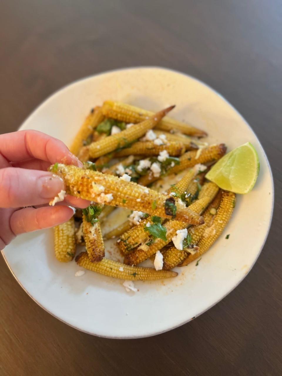 Charred baby corn elotes