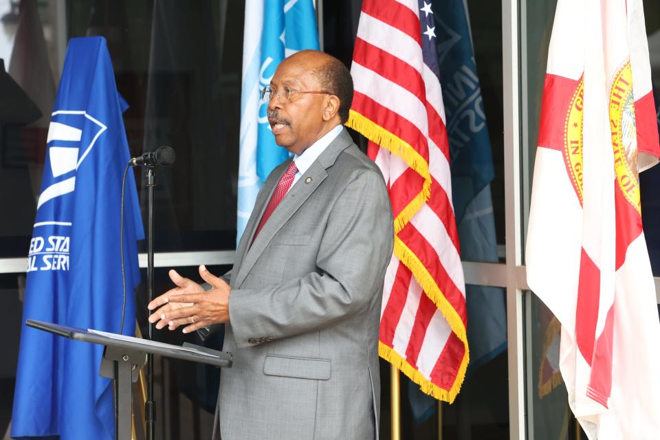 Tallahassee City Commissioner Curtis Richardson speaks at a dedication ceremony to name a post office on South Adams Street after D. Edwina Stephens on Saturday, June 10, 2023.