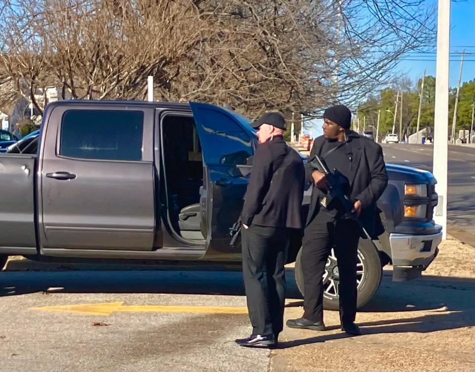 A 25-man private security detail was hired by the Mims family to protect the funeral on Wednesday of Anthony "Big Jook" Mims at the New Direction Christian Church.