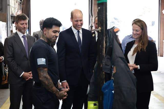 <p>Dimitrios Kambouris/Getty </p> Prince William visits FDNY firehouse on Sept. 19, 2023