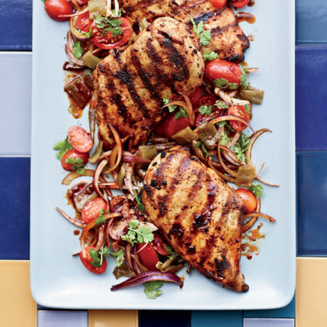 Harissa Chicken with Green-Chile-and-Tomato Salad