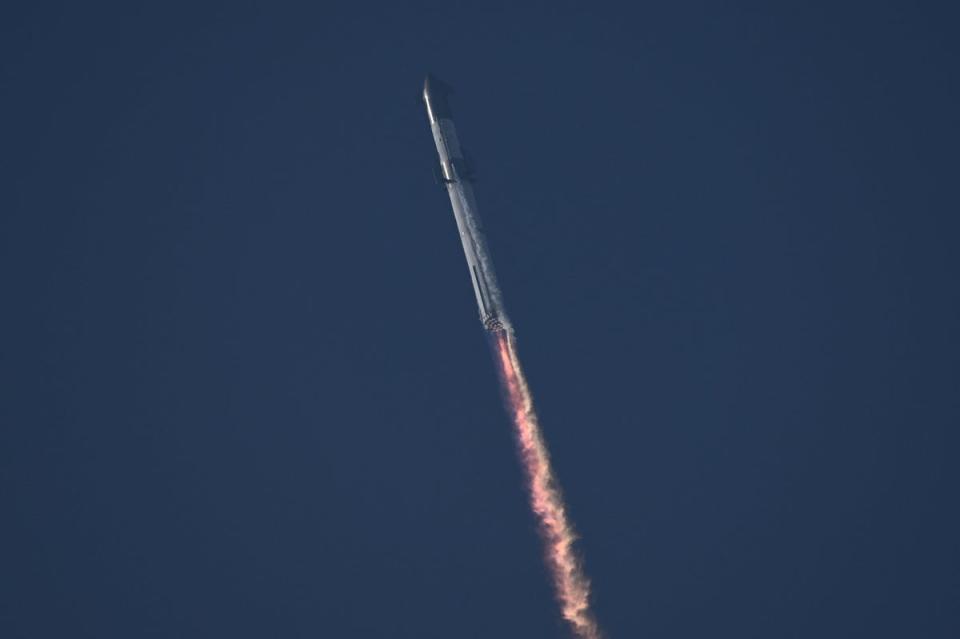 The SpaceX Starship lifts off from the launchpad during a short but historic flight test (AFP via Getty Images)