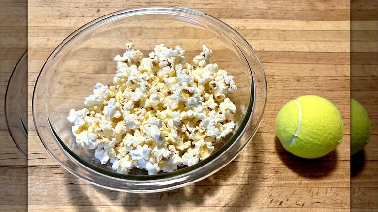 Popcorn and tennis ball