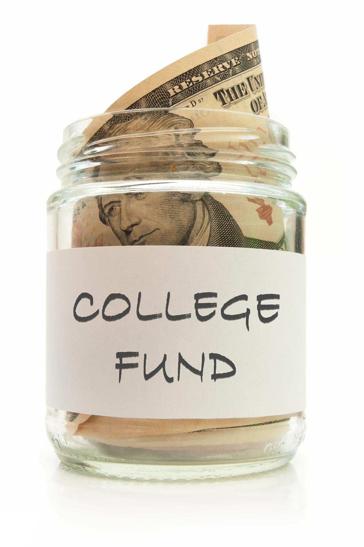 college fund in glass jar