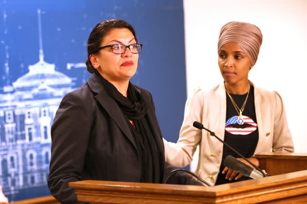 The 2018 election of Reps. Rashida Tlaib (D-Mich.), left, and Ilhan Omar (D-Minn.) increased pro-Palestinian sentiment in Congress and scared right-leaning pro-Israel groups. (Photo: Jim Mone/Associated Press)