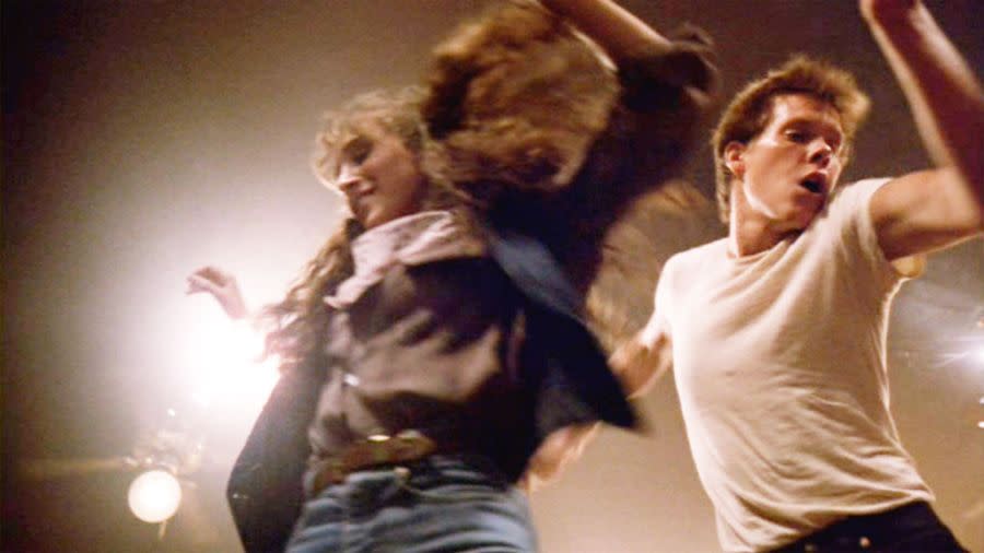 PAYSON – FEBRUARY 17: The movie “Footloose”, directed by Herbert Ross and written by Dean Pitchford. Seen here from left, Sarah Jessica Parker as Rusty and Kevin Bacon as Ren. Initial theatrical release February 17, 1984. Screen capture. Paramount Pictures. (Photo by CBS via Getty Images)