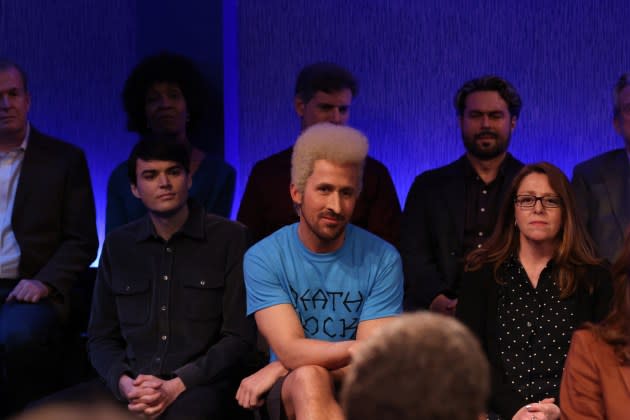 Ryan Gosling in the "Beavis and Butt-Head" sketch on 'Saturday Night Live.' - Credit: Will Heath/NBC/Getty Images