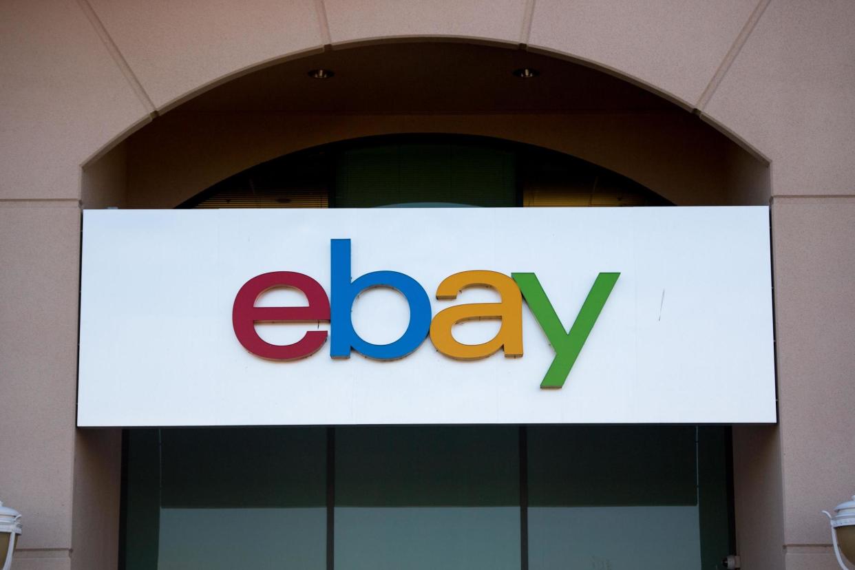 An Ebay sign is seen in San Jose, California on 4 November 2016: JOSH EDELSON/AFP via Getty Images