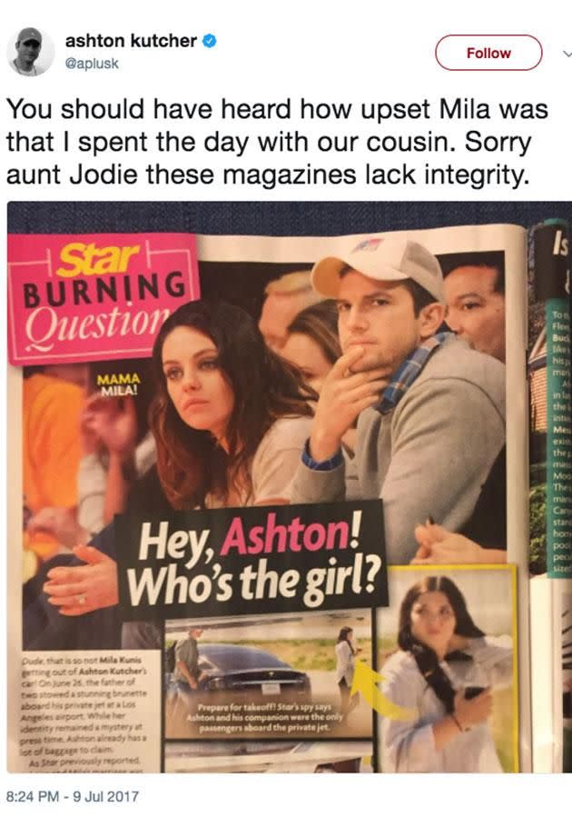 Ashton slammed Star magazine last week. Source: Twitter