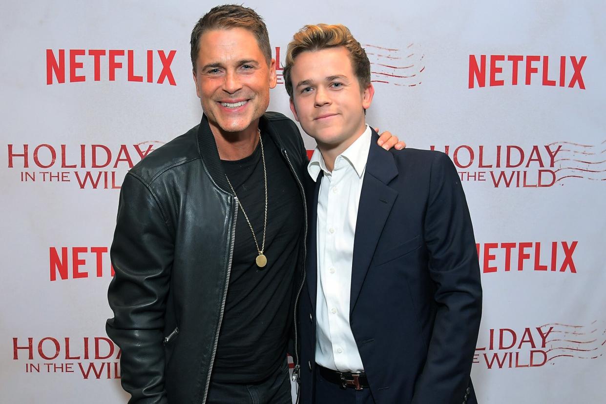 Rob Lowe and John Owen Lowe attend Netflix's HOLIDAY IN THE WILD Cast & Crew Screening at The London Hotel on October 29, 2019 in West Hollywood, California.