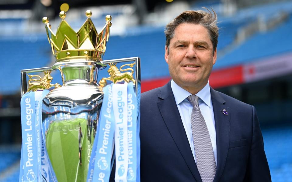 Richard Masters with the Premier League trophy - Premier League chief Richard Masters in U-turn as he hits out at Government's football regulator