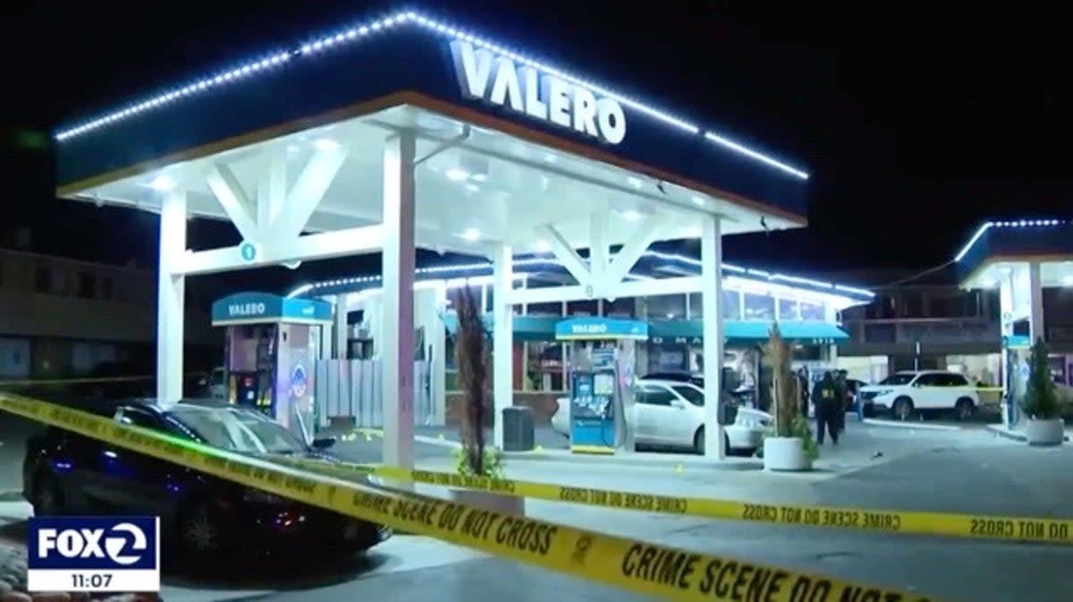 The gas station in Oakland where the shooting unfolded on Monday (Fox2)