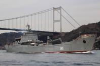 FILE PHOTO: The Russian Navy's large landing ship Orsk sets sail in Istanbul's Bosphorus