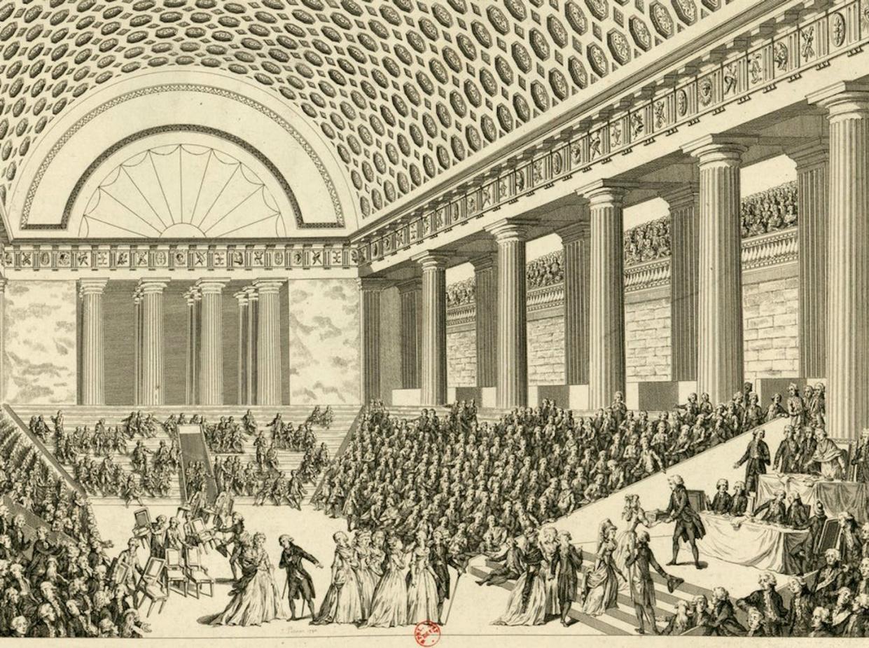 Dès 1790, l'Assemblée nationale constituante va accueillir des débats très modernes sur l'assistance dues aux personnes âgées. Gallica-BNF