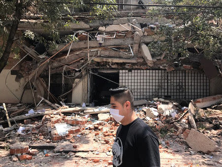 Damages are seen after an earthquake hit in Mexico City, Mexico September 19, 2017. REUTERS/Carlos Jasso