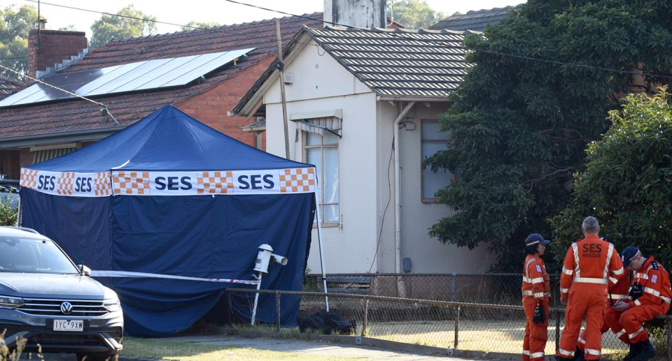The scene on Preston Street in Melbourne where a man plunged to his death from a hot air balloon. 
