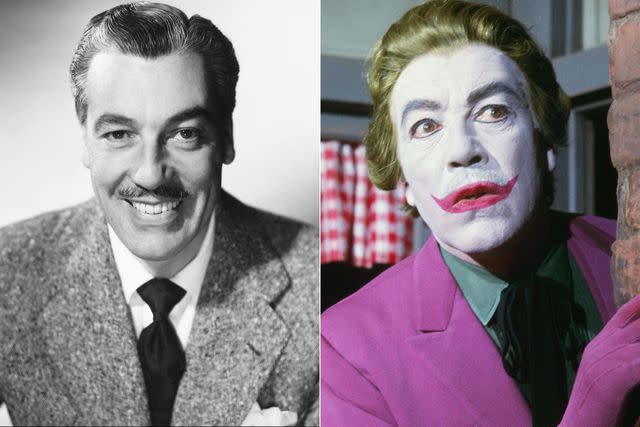 Silver Screen Collection/Getty Images; ABC/Getty Images César Romero poses for a portrait; César Romero as the Joker on 'Batman'