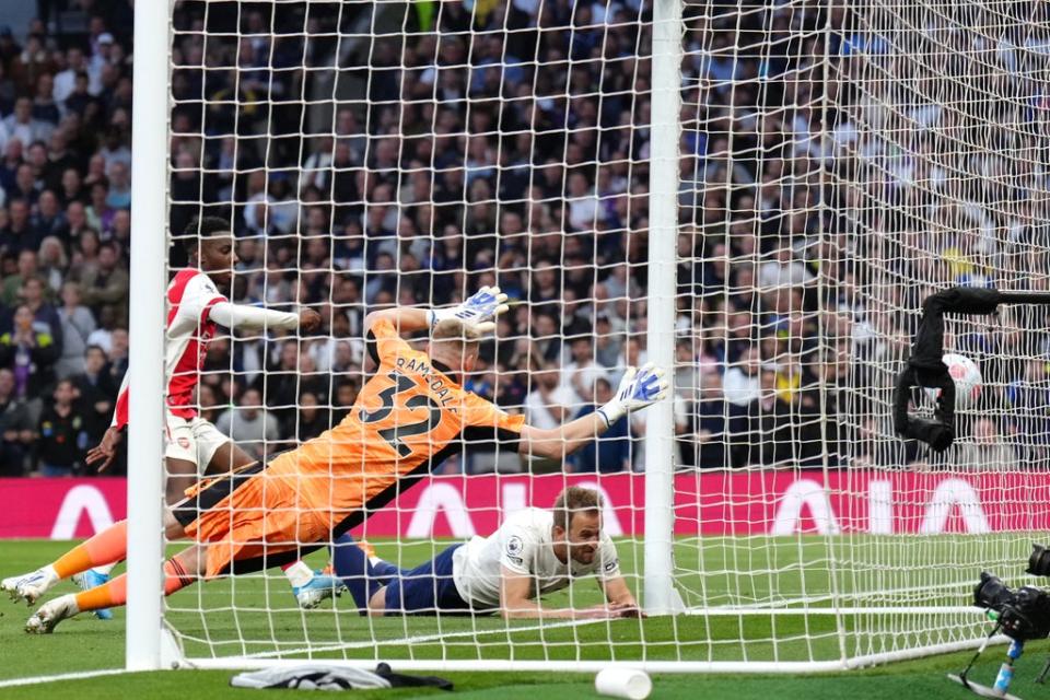 Harry Kane heads home Tottenham’s second goal (John Walton/PA). (PA Wire)