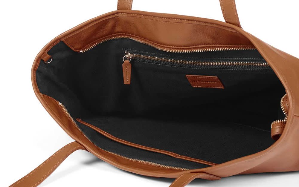 Aleena Soft Zippered Tote - Everyday or Travel Bag, Fits Laptop, Buttery Soft Leather - Black Onyx - Personalized Holiday Gifts, Leatherology