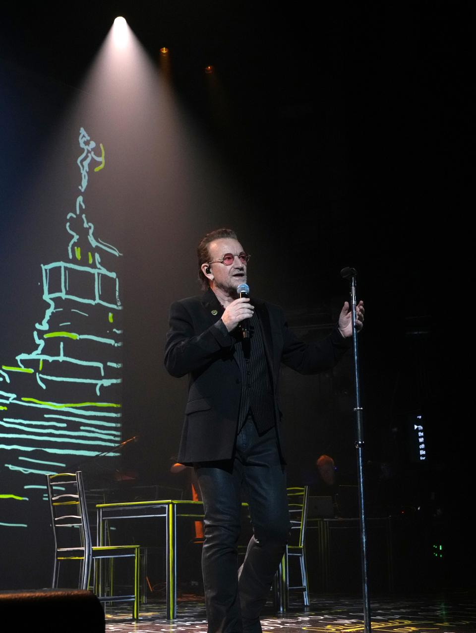 Bono performed for almost two hours, mixing stories from his memoir with U2's biggest hits during the opening night of his "Stories of Surrender" book tour in New York City.