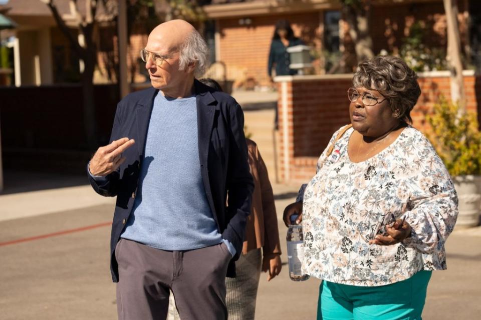 Larry David and Ellia English in “Curb Your Enthusiasm” Season 12, Episode 1 (John Johnson/HBO)