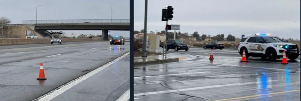 A portion of southbound Interstate 15 in Victorville was closed on Tuesday after a vehicle pursuit ended on the freeway near Palmdale Road.