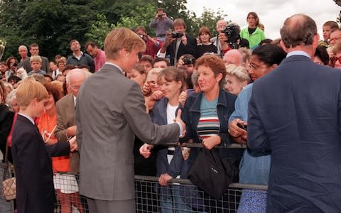 Duty first: Princes William and Harry meet the public