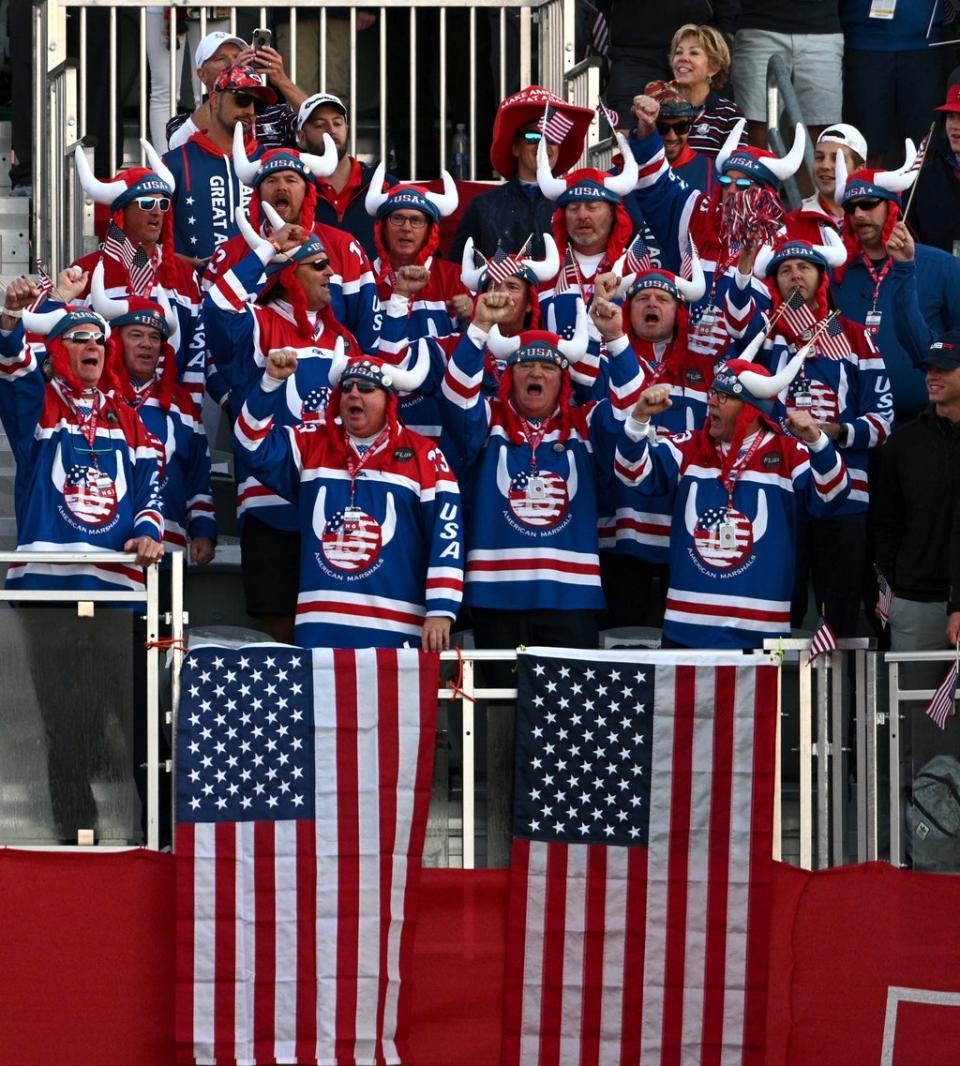 USA fans show their support in the stands during day one of the 43rd Ryder Cup at Whistling Straits (Anthony Behar/PA) (PA Wire)