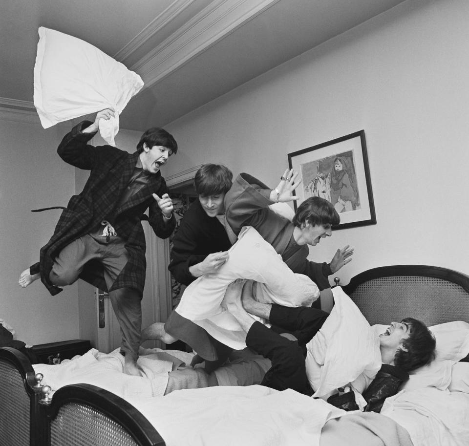 Harry Benson's photo of The Beatles having a pillow fight in Paris in 1964 is one of his most-famous images.