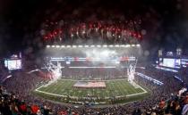 Jan 22, 2017; Foxborough, MA, USA; An overall of the stadium during the national anthem before the game between the New England Patriots and the Pittsburgh Steelers in the 2017 AFC Championship Game at Gillette Stadium. Mandatory Credit: Geoff Burke-USA TODAY Sports