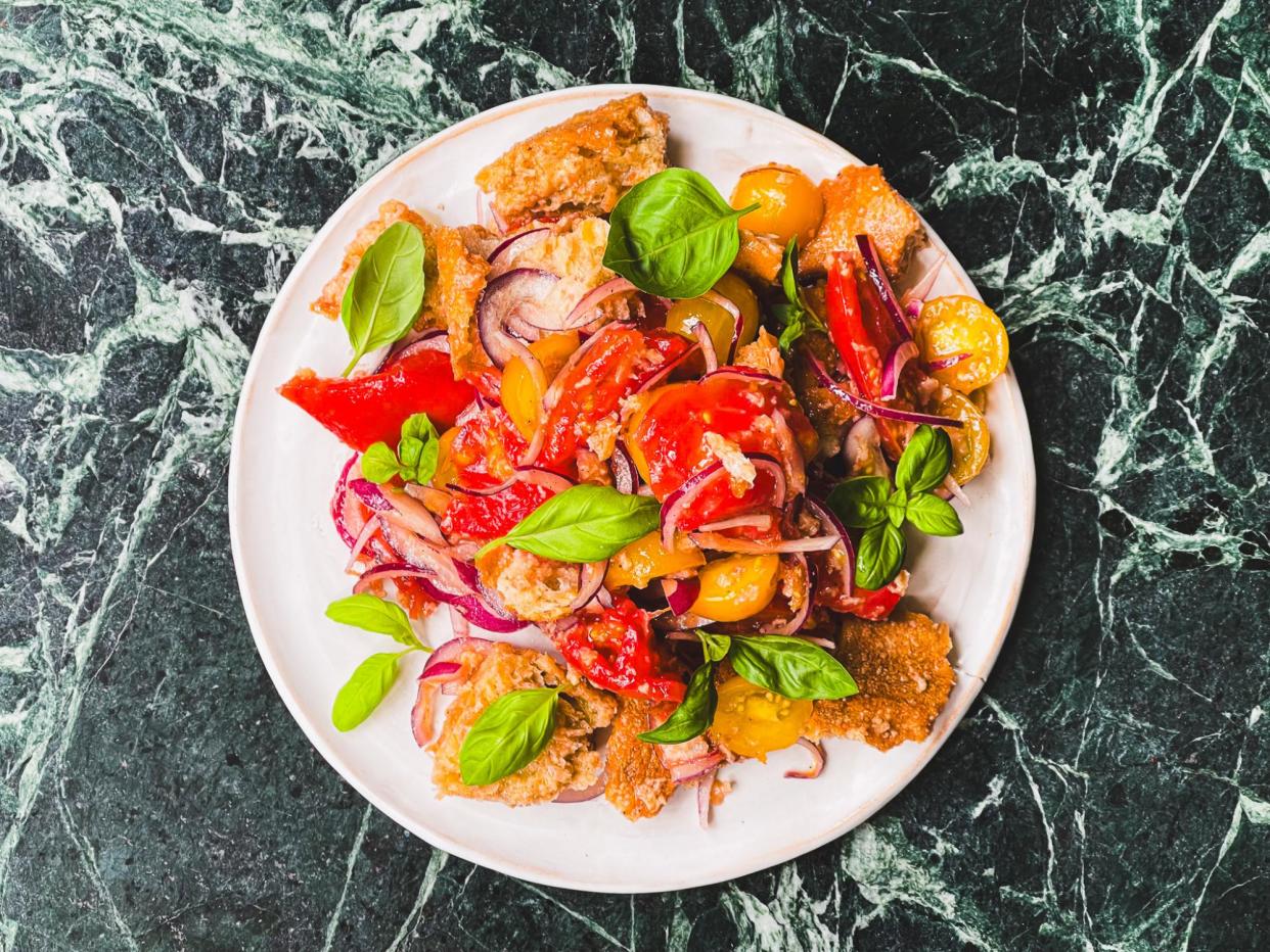 <span>Tom Hunt’s panzanella saves stale bread from the food waste bin.</span><span>Photograph: Tom Hunt/The Guardian</span>