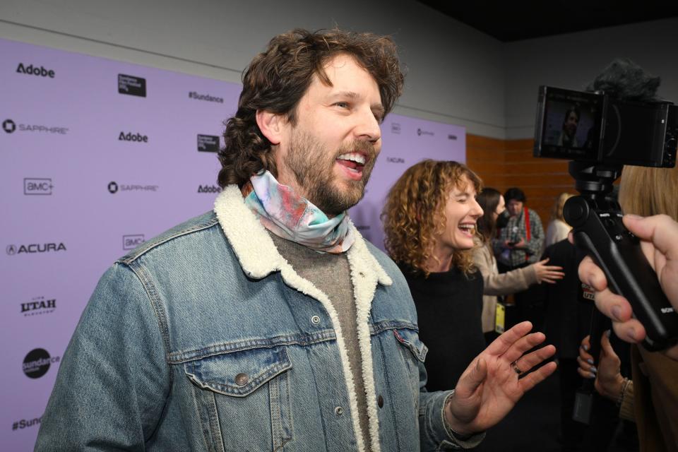 Jon Heder (Napoleon Dynamite) talks with media during the press line as members of the movie “Napoleon Dynamite” gather at Sundance in Park City for a special showing at The Ray Theatre on Wednesday, Jan. 24, 2024. | Scott G Winterton, Deseret News