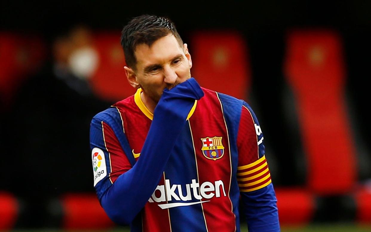 Ramon Sanchez Pizjuan, Seville, Spain - February 27, 2021 Barcelona's Lionel Messi -  What has happened at Barcelona and who is implicated? The key 'Barcagate' questions answered - REUTERS