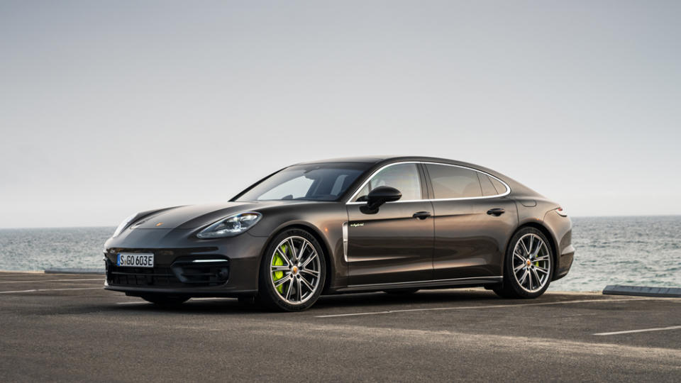 Porsche’s Panamera 4S E-Hybrid in Truffle Brown Metallic. - Credit: Photo by Lisa Linke, courtesy of Porsche AG.