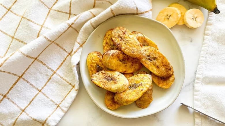 Plantains on white plate