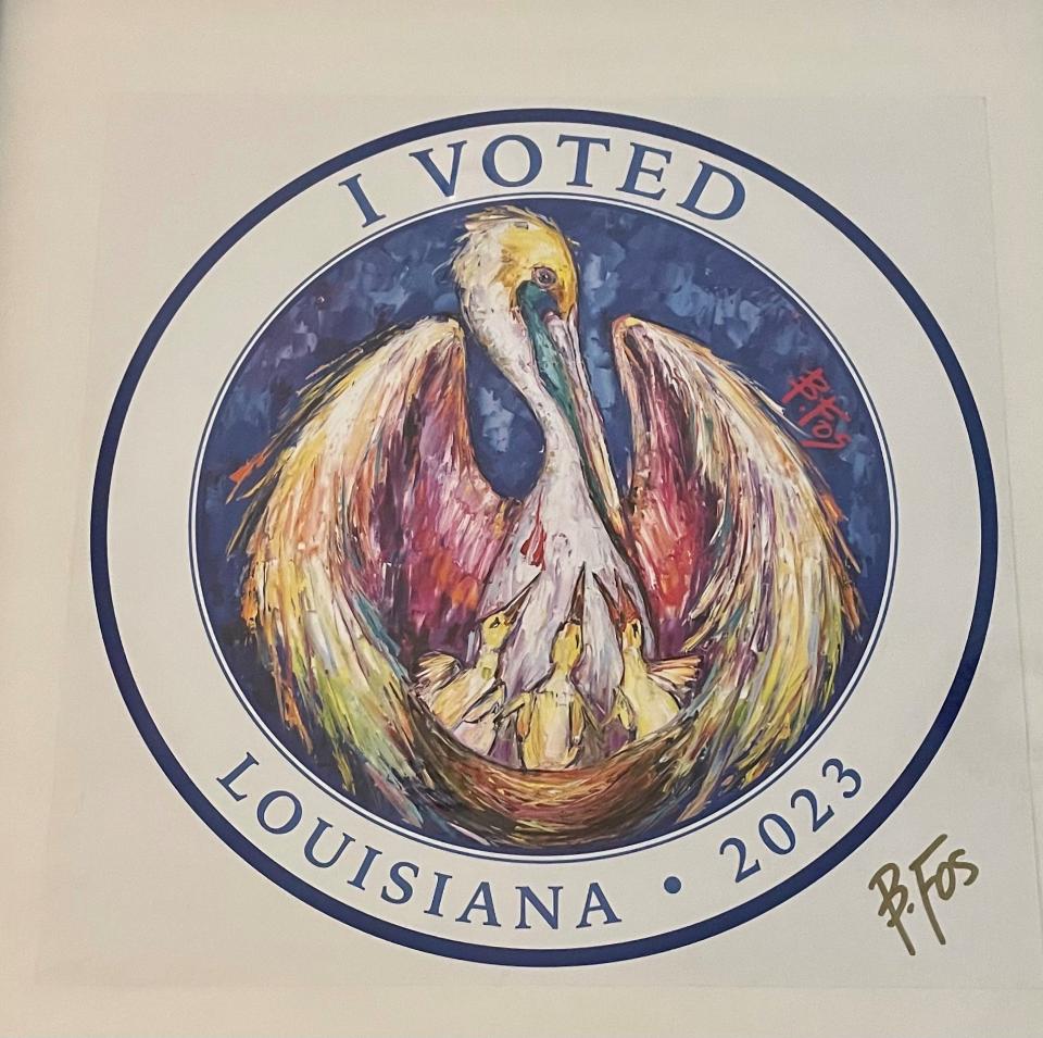 Louisianans who vote in the Nov. 18, 20223 general election will receive the latest 'I Voted' sticker designed by New Orleans artist Becky Fos.