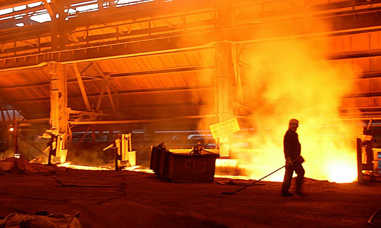 <span>A steel foundry in Jamshedpur, India. The UK carbon tax plans are designed to reduce emissions and support UK steel producers.</span><span>Photograph: Bloomberg/Getty Images</span>