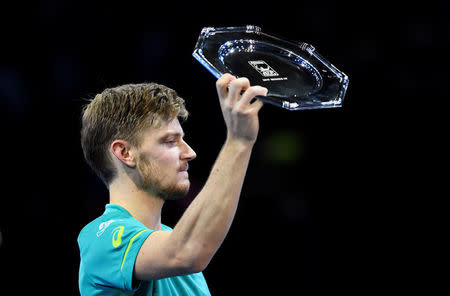 Tennis - ATP World Tour Finals - The O2 Arena, London, Britain - November 19, 2017 Belgium's David Goffin reacts after losing the final against Bulgaria's Grigor Dimitrov Action Images via Reuters/Tony O'Brien