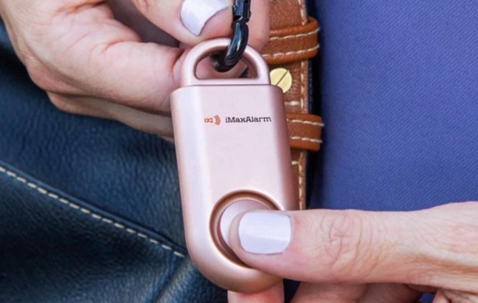 The iMaxAlarm easily clips to a purse or key ring. (Photo: The Grommet)