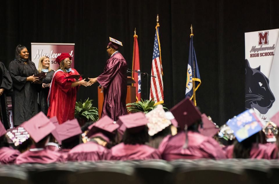 The class of 2023 looks on during the Maplewood High School graduation ceremony in May.