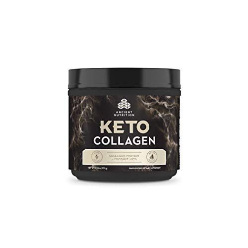 7) Ancient Nutrition KetoCOLLAGEN, Keto Diet Supplement, Types I, II, and III Collagen Plus MCTs, Pure Flavor, 15 Servings, 9.5 oz