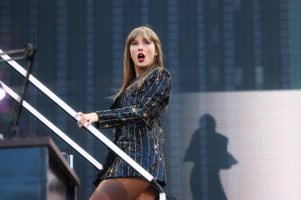 Taylor Swift onstage at Murrayfield Stadium in Edinburgh during the first UK date of her record-breaking Eras Tour (TAS Rights Management)