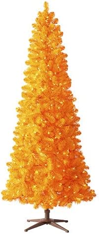 Treetopia Orange Artificial Christmas Tree with lights on a white background