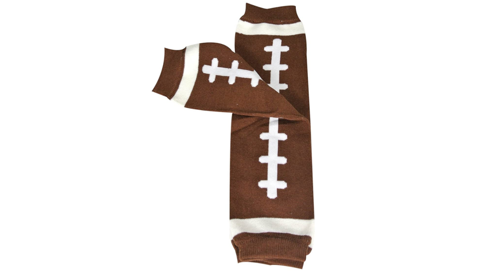 First Super Bowl outfits and toys: Cozy leg warmers