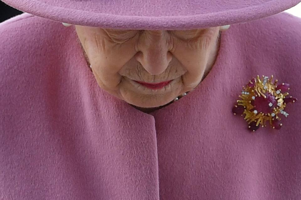 Queen Elizabeth II visits the Defence Science and Technology Laboratory at Porton Down science park near Salisbury, England, on Oct. 15, 2020.