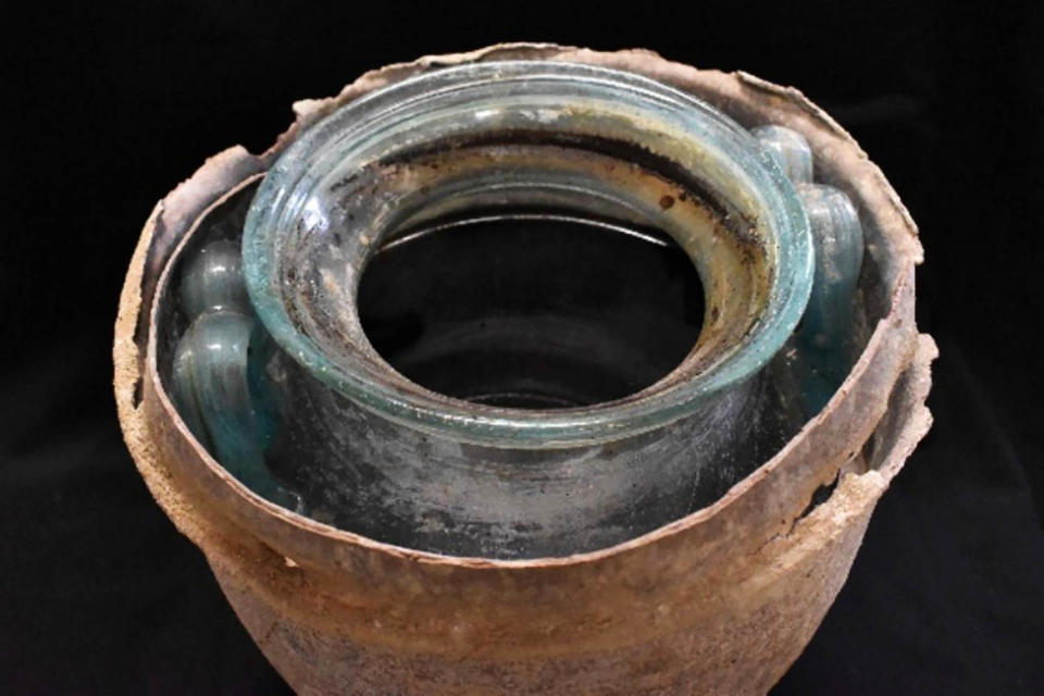 Archaeologists in southern Spain have discovered what is believed to be the world's oldest liquid wine.  (Juan Manuel Román / Archaeological Sciences Magazine)